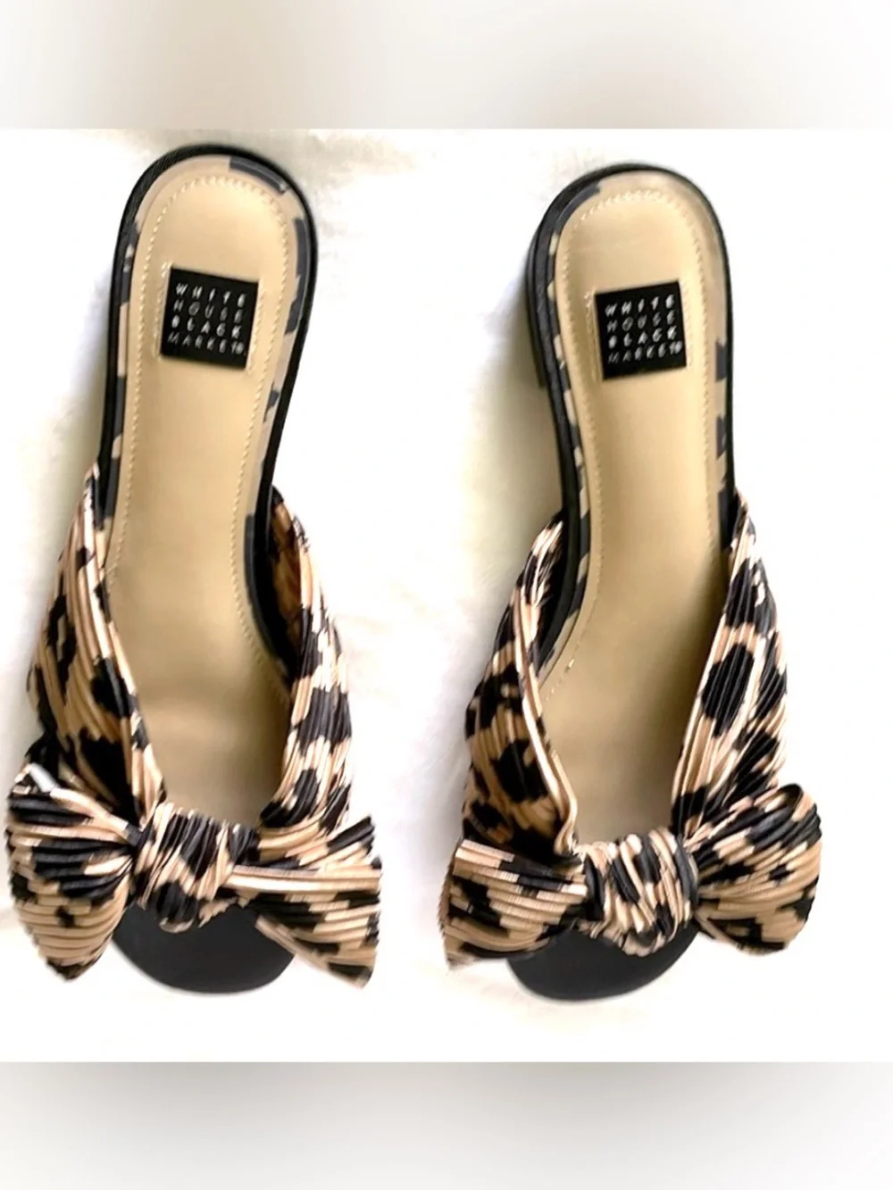 White House Black Market Liv Leopard Print Crinkle Slides - NWOT